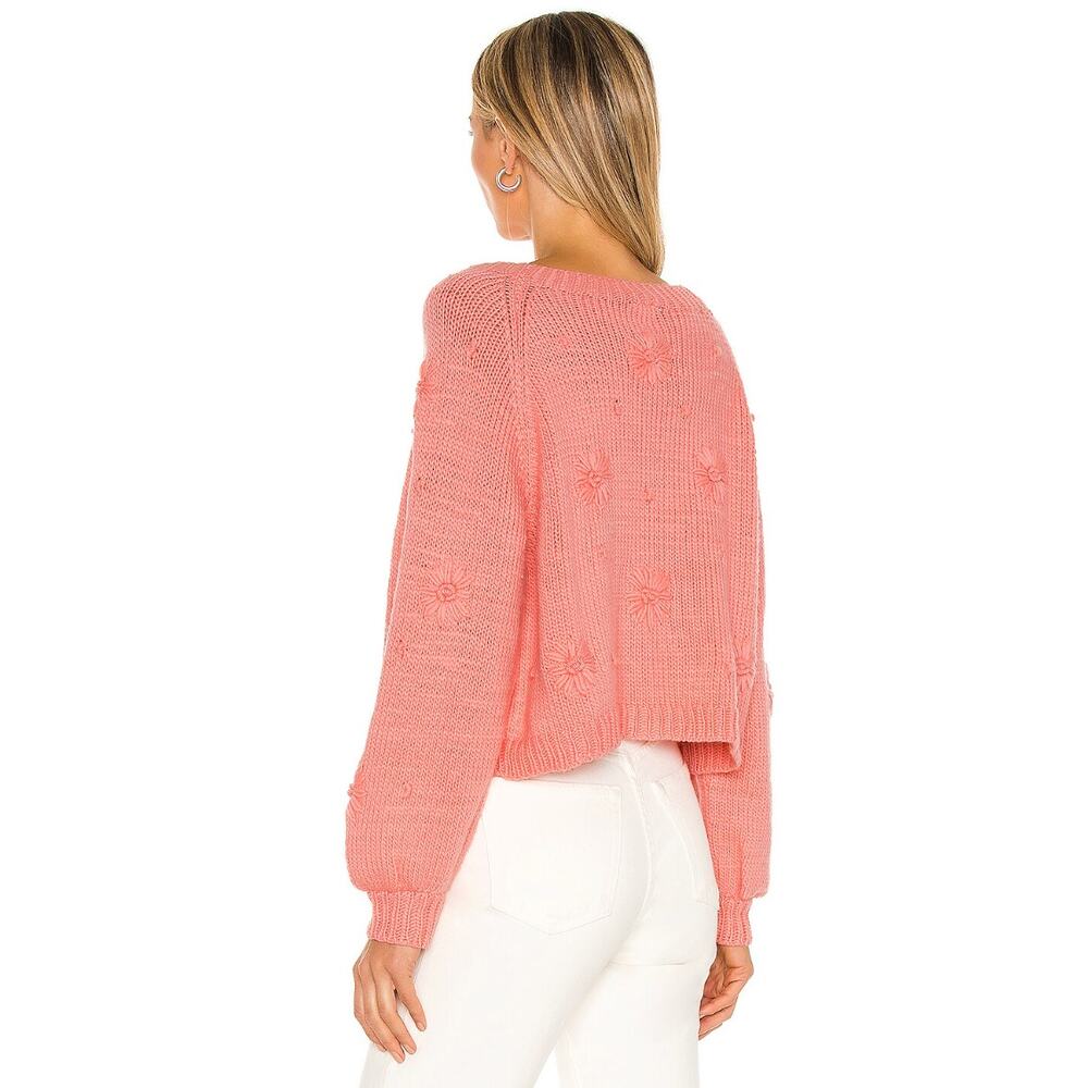 Free People x Tach Clothing M Jana Sweater 100% Wool Handmade Knit Coral Pink - Picture 7 of 11